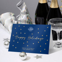 Tu logotipo "Gold Stars Navy Blue Business Happy"