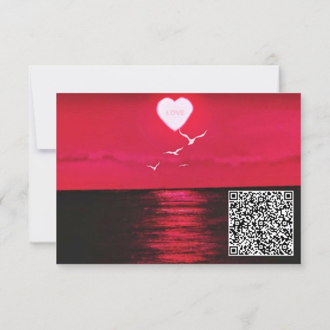 Tarjeta Tu QR Code Wish Birday Card Sea Sunset Love (Reverso)