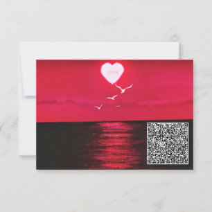 Tarjeta Tu QR Code Wish Birday Card Sea Sunset Love
