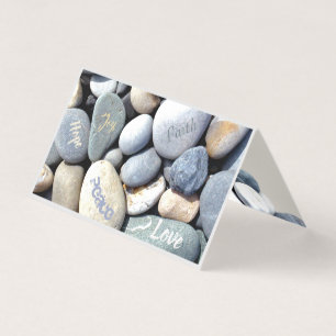 Tarjeta Tu texto Alegría Esperanza Paz Fe Amor Pebbles