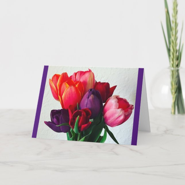 Tarjeta Tulip Bouquet de primavera (Anverso)