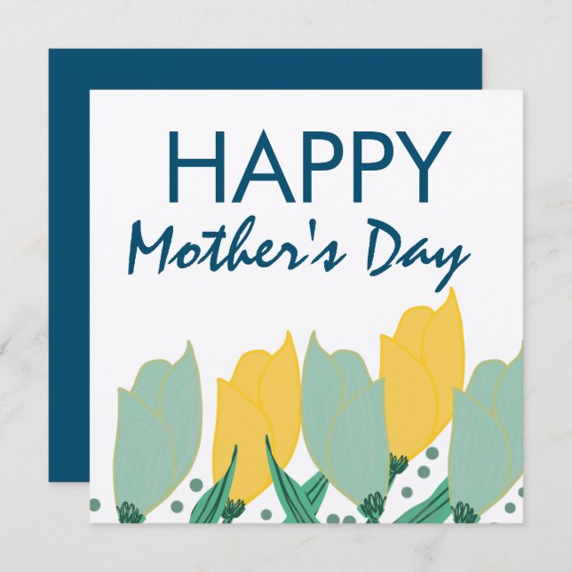Tarjeta Tulip Floral feliz mano del día de la madre (Anverso / Reverso)