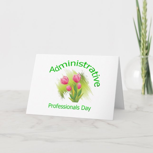 Tarjeta Tulip Flores Día de los Profesionales Administrati (Anverso)