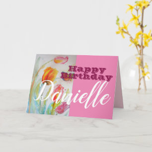 Tarjeta Tulip Flower Happy Birday Women Name Card