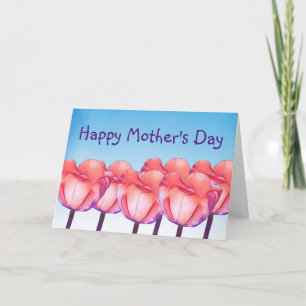 Tarjeta Tulip Garden Ilustracion con texto Día de la Madre