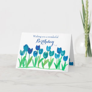 Tarjeta Tulip Garden Watercolor Flores Feliz cumpleaños