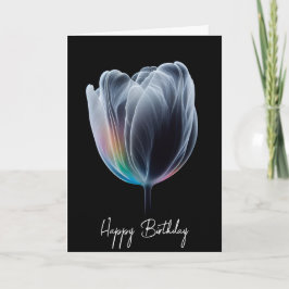 Tarjeta Tulipán arcoiris iluminado por cumpleaños negro