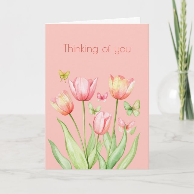 Tarjeta Tulipán Botánico Boho Pensando en Ti Flor (Anverso)