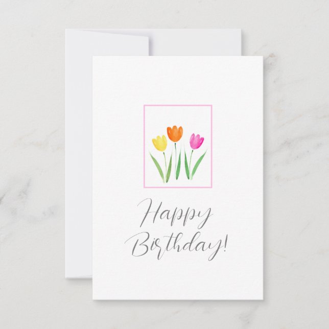Tarjeta Tulipán color rosa Naranja amarillo (Anverso)