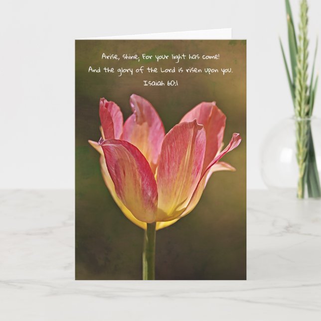 Tarjeta Tulipán en la Biblia Sunshine Verse Card Isaiah 60 (Anverso)