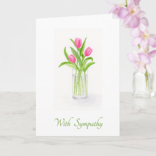 Tarjeta Tulipán floral en jarrón acuarela SIMPATÍA