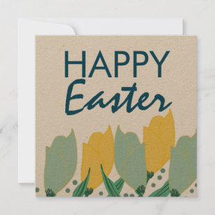 Tarjeta Tulipán Floral Feliz Pascua Dibujado a Mano Botáni