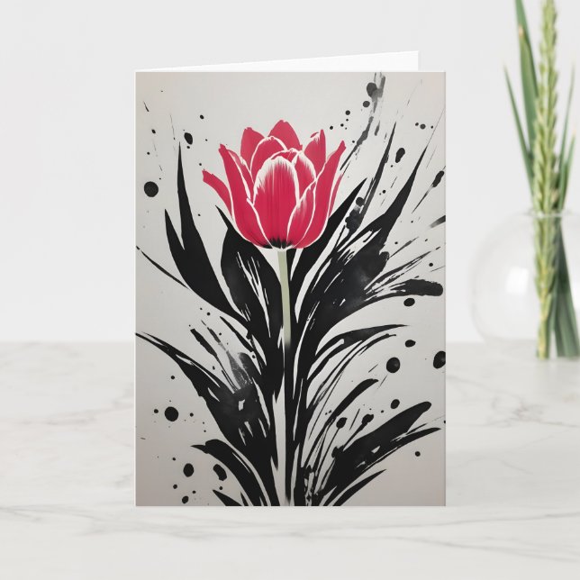 Tarjeta Tulipán - Flores de acuarela (Anverso)