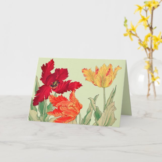 Tarjeta Tulipán loro, cumpleaños floral (flor amarilla)