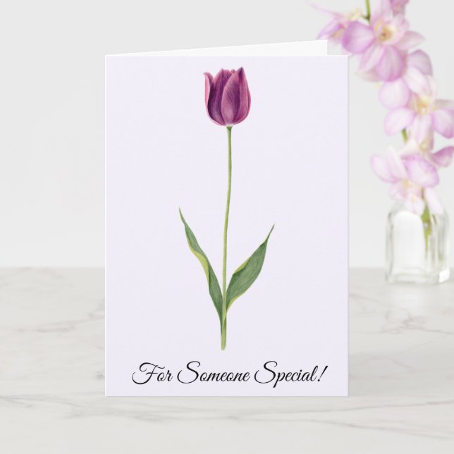 Tarjeta Tulipán Morado Elegante Personalizado (Orquídea)