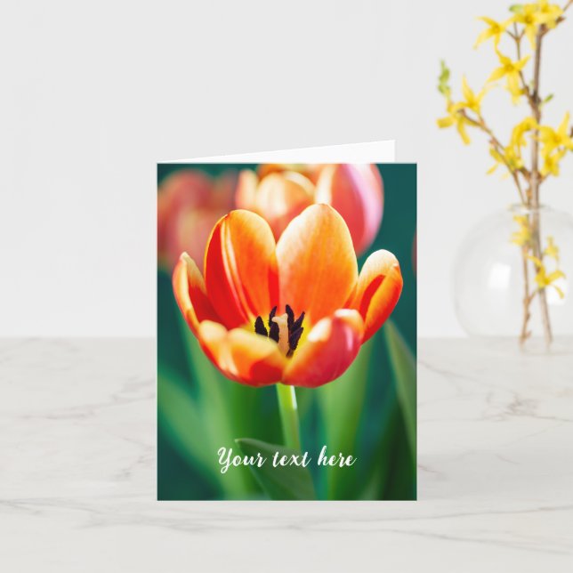 Tarjeta Tulipán Naranja (flor amarilla)