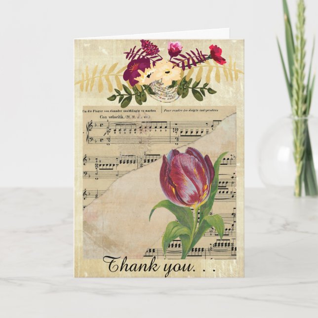 Tarjeta Tulipán romántico GreetingCard de la música del (Anverso)