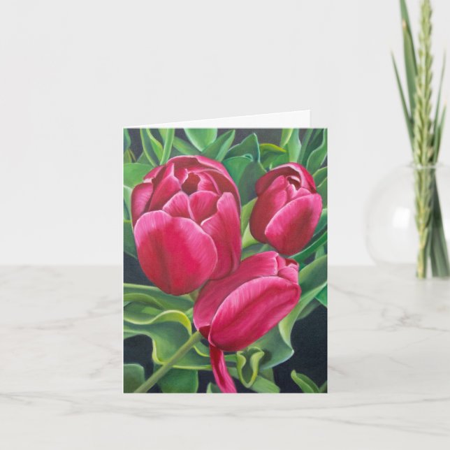 Tarjeta tulipán rosa oscuro (Anverso)
