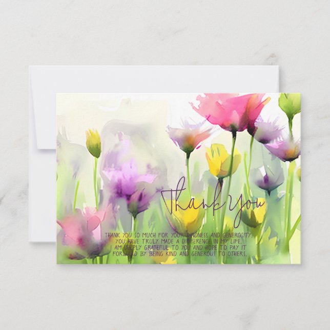 Tarjeta Tulipanes acuarela personalizables (Anverso)