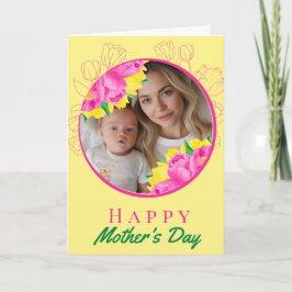 Tarjeta Tulipanes acuarelas y foto del Día de la Madre