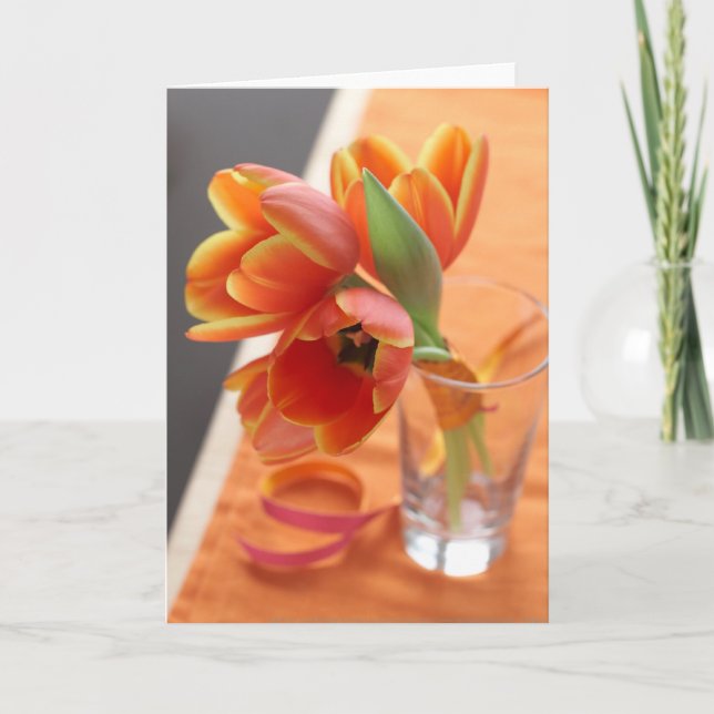 Tarjeta Tulipanes anaranjados (Anverso)