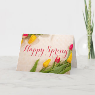 Tarjeta Tulipanes coloridos de la primavera feliz