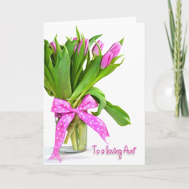 Tarjeta Tulipanes de cumpleaños para tía (Anverso)