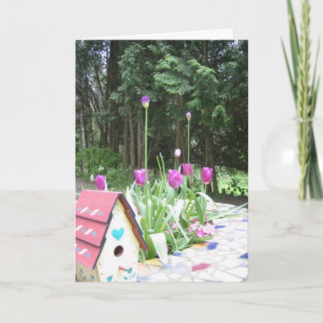Tarjeta tulipanes de primavera (Anverso)