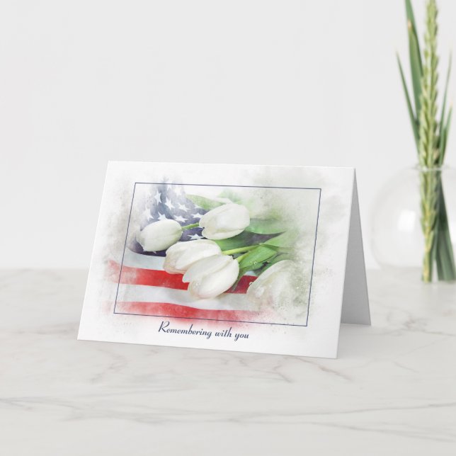 Tarjeta Tulipanes de simpatía en la bandera para veterano (Anverso)