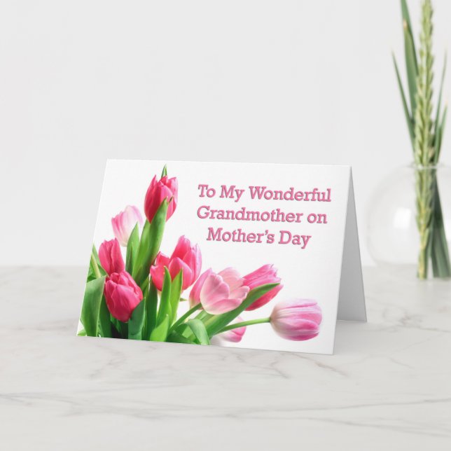 Tarjeta Tulipanes del día de madre de la abuela (Anverso)