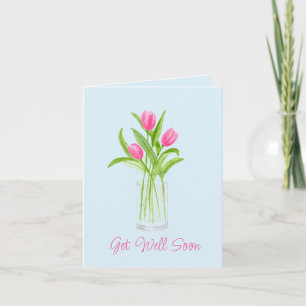 Tarjeta Tulipanes en agua pintados a mano acuarela floral