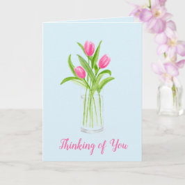 Tarjeta Tulipanes en agua pintados a mano Floral acuarela