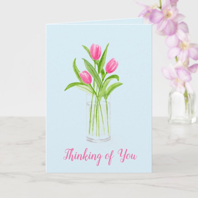 Tarjeta Tulipanes en agua Pintura acuarela floral pintada  (Orquídea)