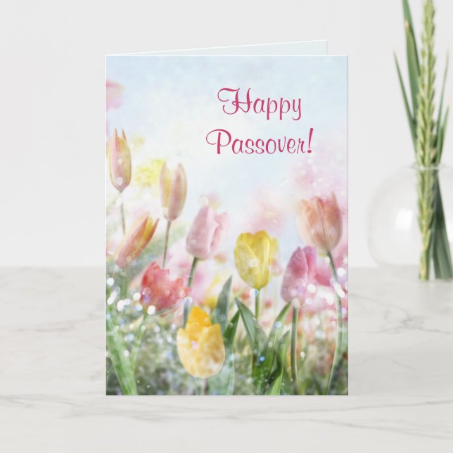 Tarjeta Tulipanes felices de la primavera del Passover (Anverso)