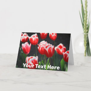 Tarjeta Tulipanes rojos y blancos personalizables