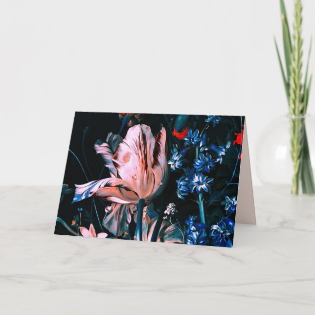 Tarjeta TULIPANES ROSA BLANCO ,CUPIDOS ,FLORES Cumpleaños (Anverso)