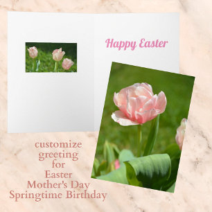 Tarjeta Tulipanes rosados elegantes y soleados