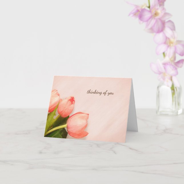 Tarjeta tulipanes rosados simple pensamiento floral (Orquídea)