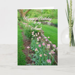 Tarjeta Tulipanes rosados tía Feliz cumpleaños