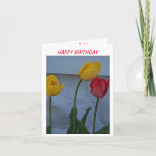 Tarjeta Tulipanes y tarta de cumpleaños