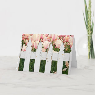 Tarjeta Tulips de cumpleaños rosado