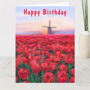 Tarjeta Tulips Field Birthday Card Spring en Países Bajos