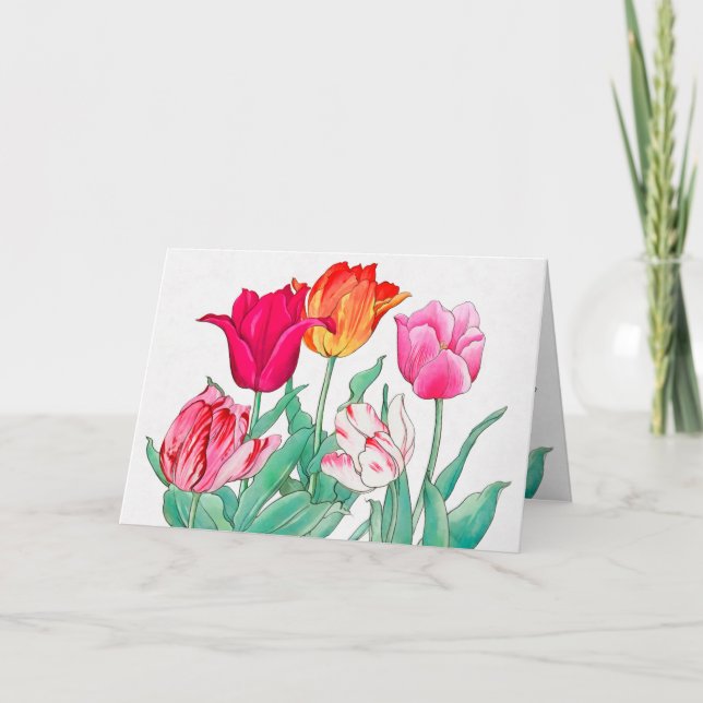Tarjeta Tulips Garden Happy Birday (Anverso)