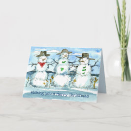 Tarjeta Tumbleweed Snowman Feliz Navidad