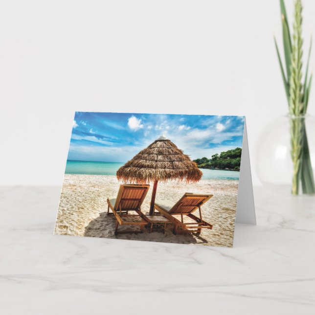 Tarjeta Tumbonas en la playa (Anverso)