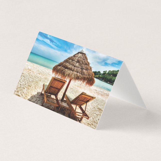 Tarjeta Tumbonas en la playa (Anverso)