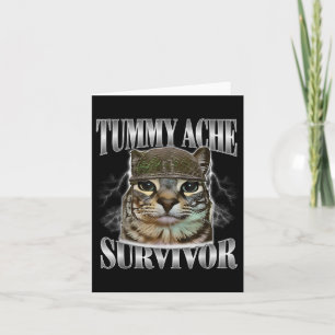 Tarjeta Tummy Ache Survivor Funny Cat Meme Sarcástica Cita