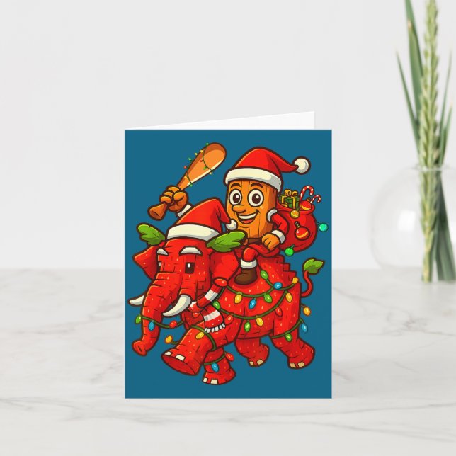 Tarjeta Tung Tung Sahur Riding Elephant Christmas Italian  (Anverso)