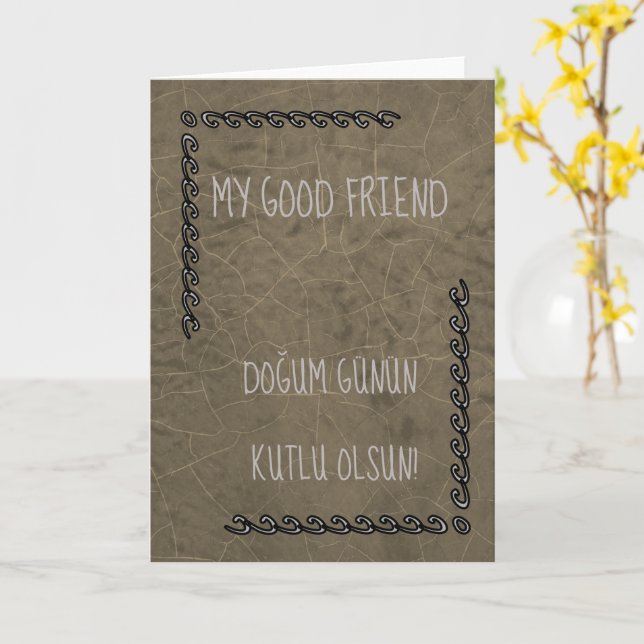 Tarjeta Turco Feliz Cumpleaños (flor amarilla)