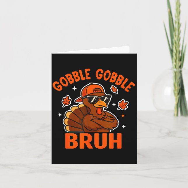 Tarjeta Turkey Bruh Thanksgiving Gobble Shirt Kids Teens B (Anverso)